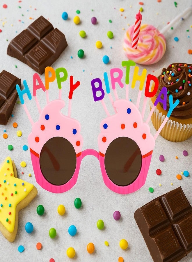 وي3 نظارات واقية مزخرفة لحفلات أعياد الميلاد من we3 للأطفال والكبار، نظارات بلاستيكية ملونة بتصميم عيد ميلاد سعيد، دعائم مرحة لجلسات التصوير (عبوة من قطعتين، وردي) - Image 3